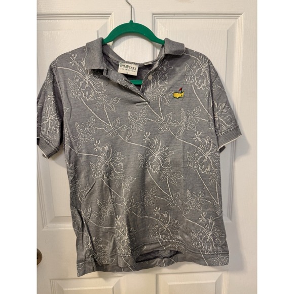 Masters Collection Tops - Vintage Masters Collection Women's Gray Tropical Floral Polo Shirt Sz M Golf